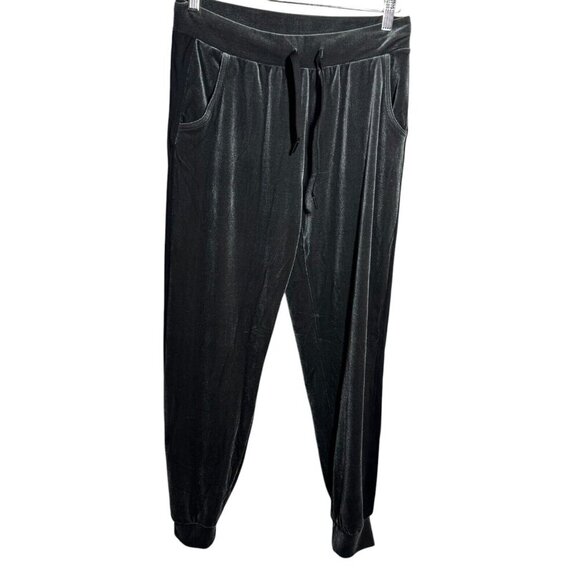 PRISMSPORT womens gray graphite velvet track pants size Medium NWT joggers - Picture 1 of 10
